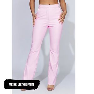 MESHKI PINK LEATHER PANTS SIZE SMALL